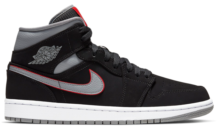 Air Jordan 1 Mid Black Particle Grey Gym Red