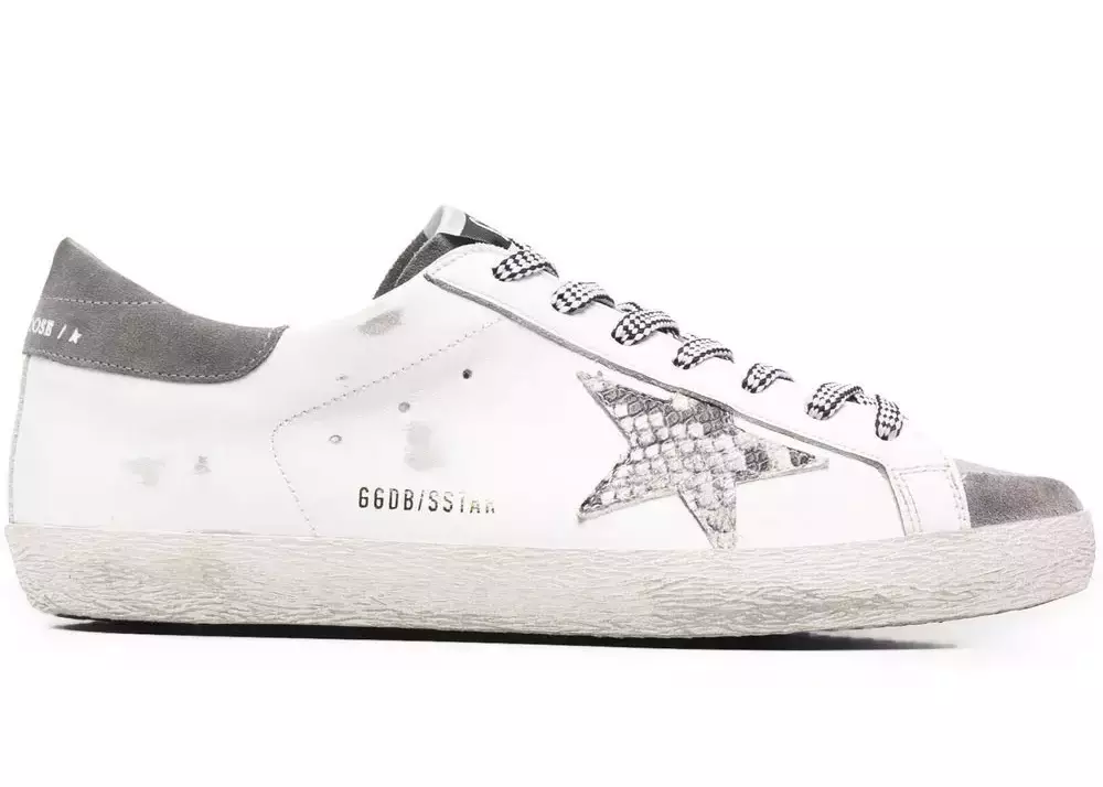 Golden Goose Super-Star White Grey Snakeskin