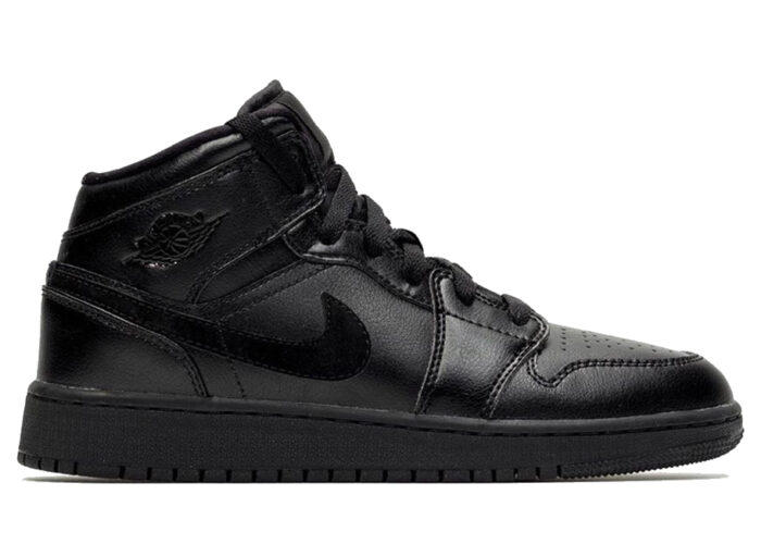 Air Jordan 1 Mid Deep Black Nubuck Swoosh (GS)