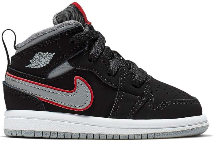 Air Jordan 1 Mid Black Particle Grey Gym Red (TD)
