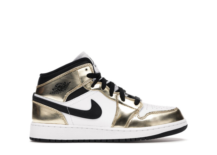 Air Jordan 1 Mid Metallic Gold Black White (GS)