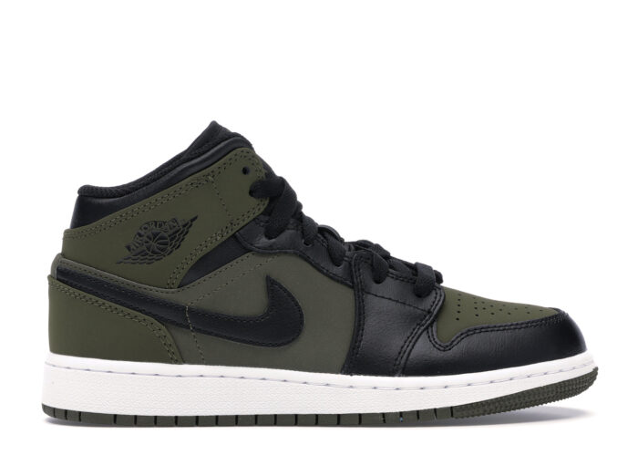 Air Jordan 1 Mid Olive Canvas Black (GS)
