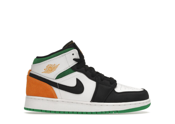 Air Jordan 1 Mid SE White Laser Orange Lucky Green (GS)