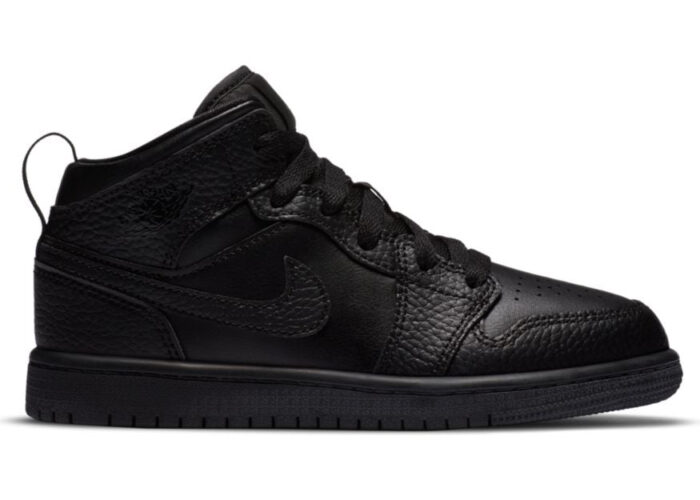 Air Jordan 1 Mid Triple Black Tumbled Leather (PS)