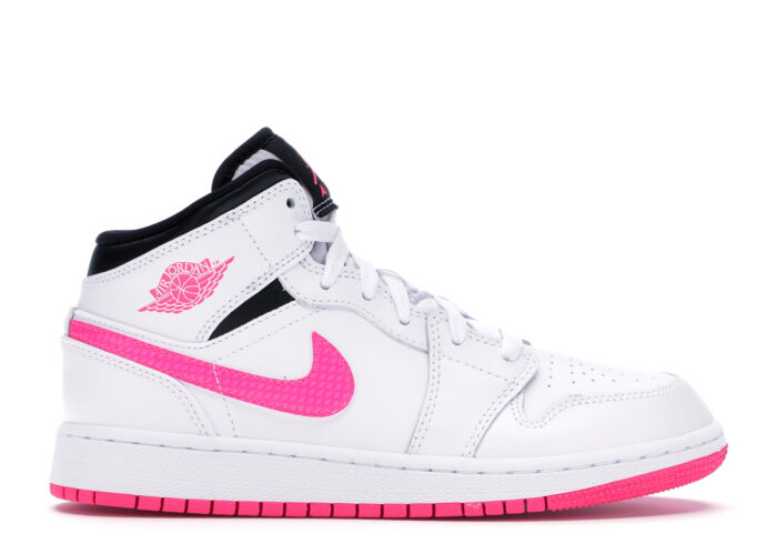 Air Jordan 1 Mid White Black Hyper Pink (GS)
