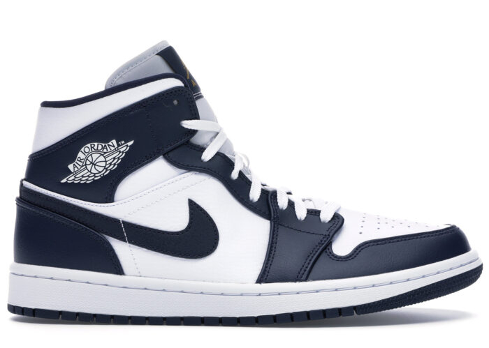 Air Jordan 1 Mid White Metallic Gold Obsidian