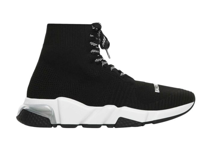 Balenciaga Speed Lace Up Clear Sole Black White (W)