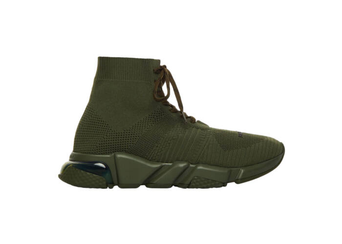 Balenciaga Speed Lace Up Clear Sole Kaki