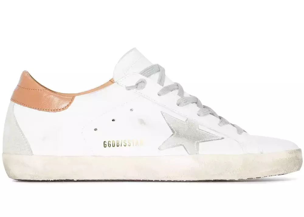 Golden Goose Super-Star White Vacchetta Tan Grey Suede Patch (W)