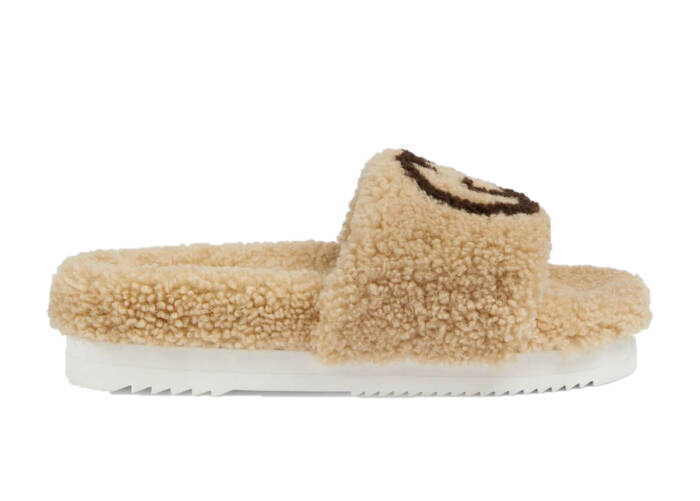 Gucci Slide Interlocking G Wool Light Brown (W)