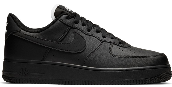 Nike Air Force 1 Low Triple Black (White Tongue)