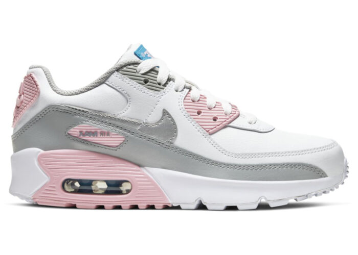 Nike Air Max 90 Leather Metallic Silver Pink (GS)