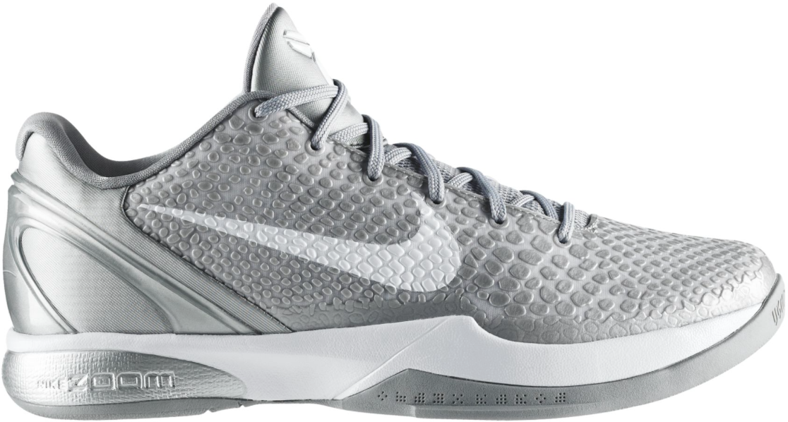 Nike Kobe 6 Metallic Silver Metallic Silver White