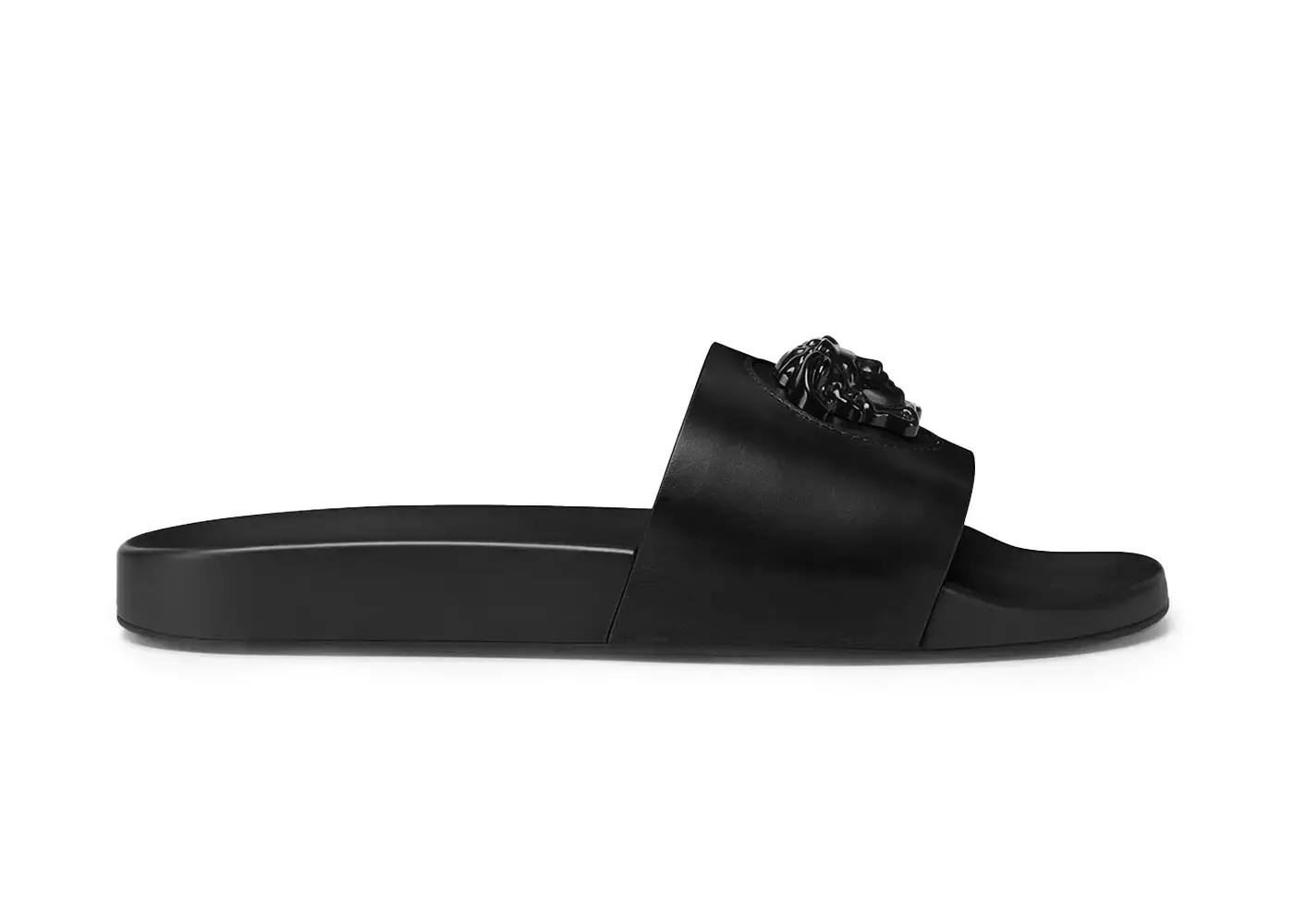 Versace Leather Slides La Medusa Black