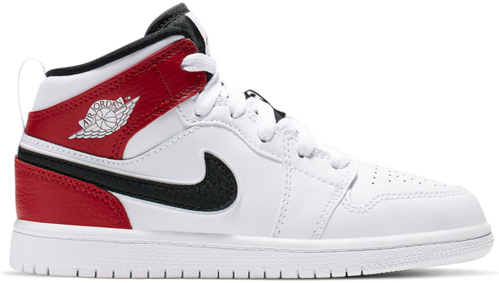 Air Jordan 1 Mid White Black Gym Red (PS)