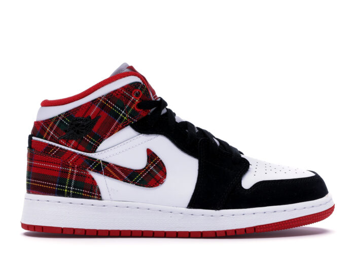 Air Jordan 1 Mid White Plaid (GS)