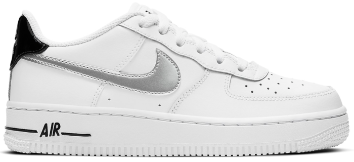 Nike Air Force 1 Low White Black Metallic Silver (GS)