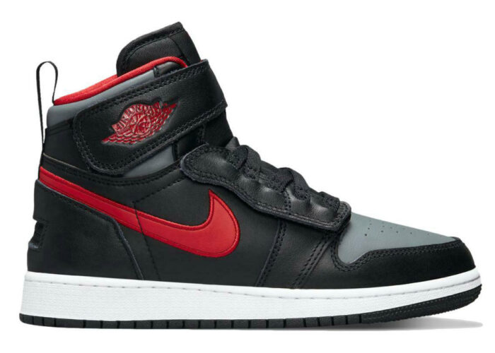 Air Jordan 1 High FlyEase Black Gym Red Smoke Grey (GS)