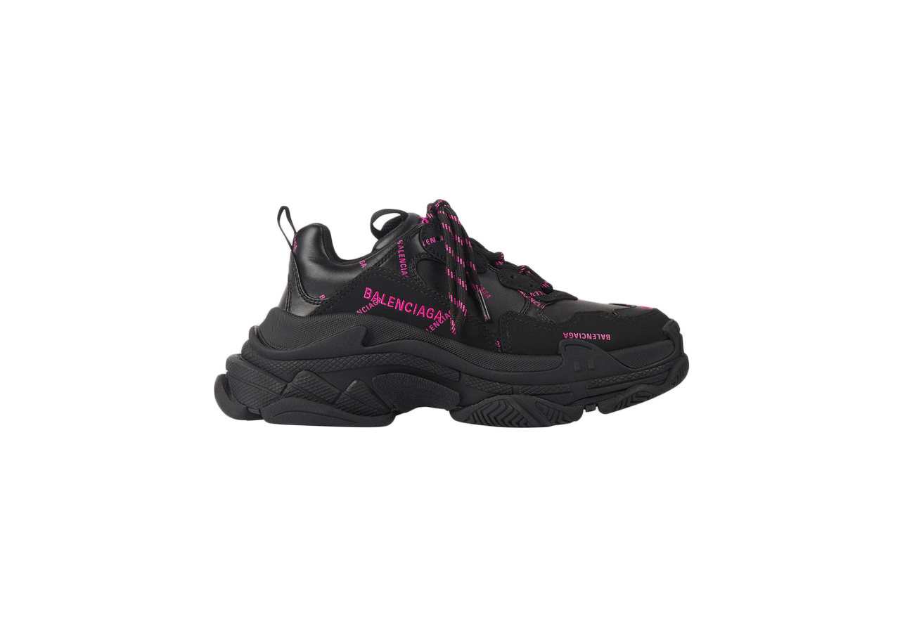 Balenciaga Triple S Allover Logo Black Pink (W)