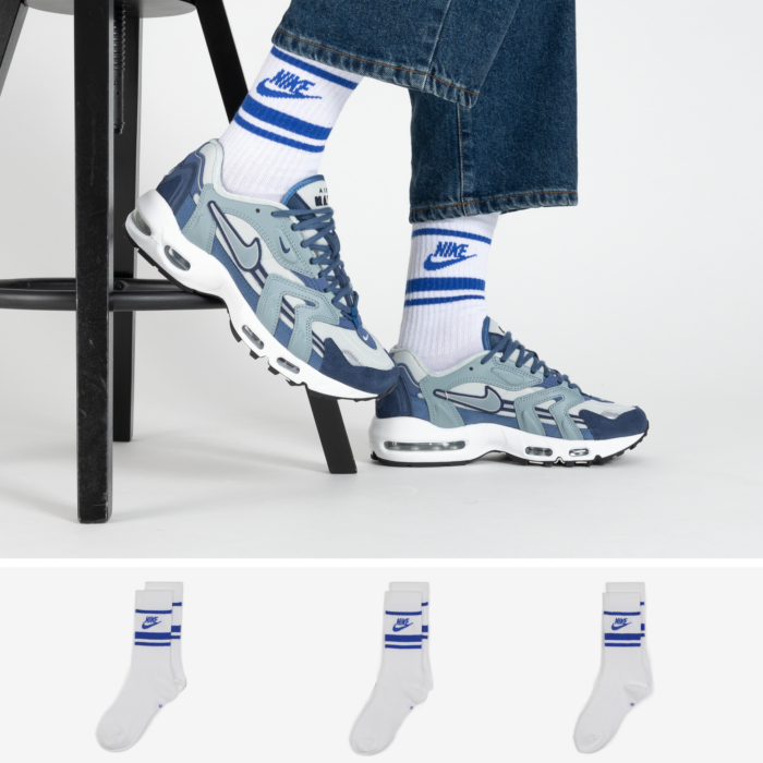 Nike Chaussettes X3 Crew Stripe Blanc/bleu