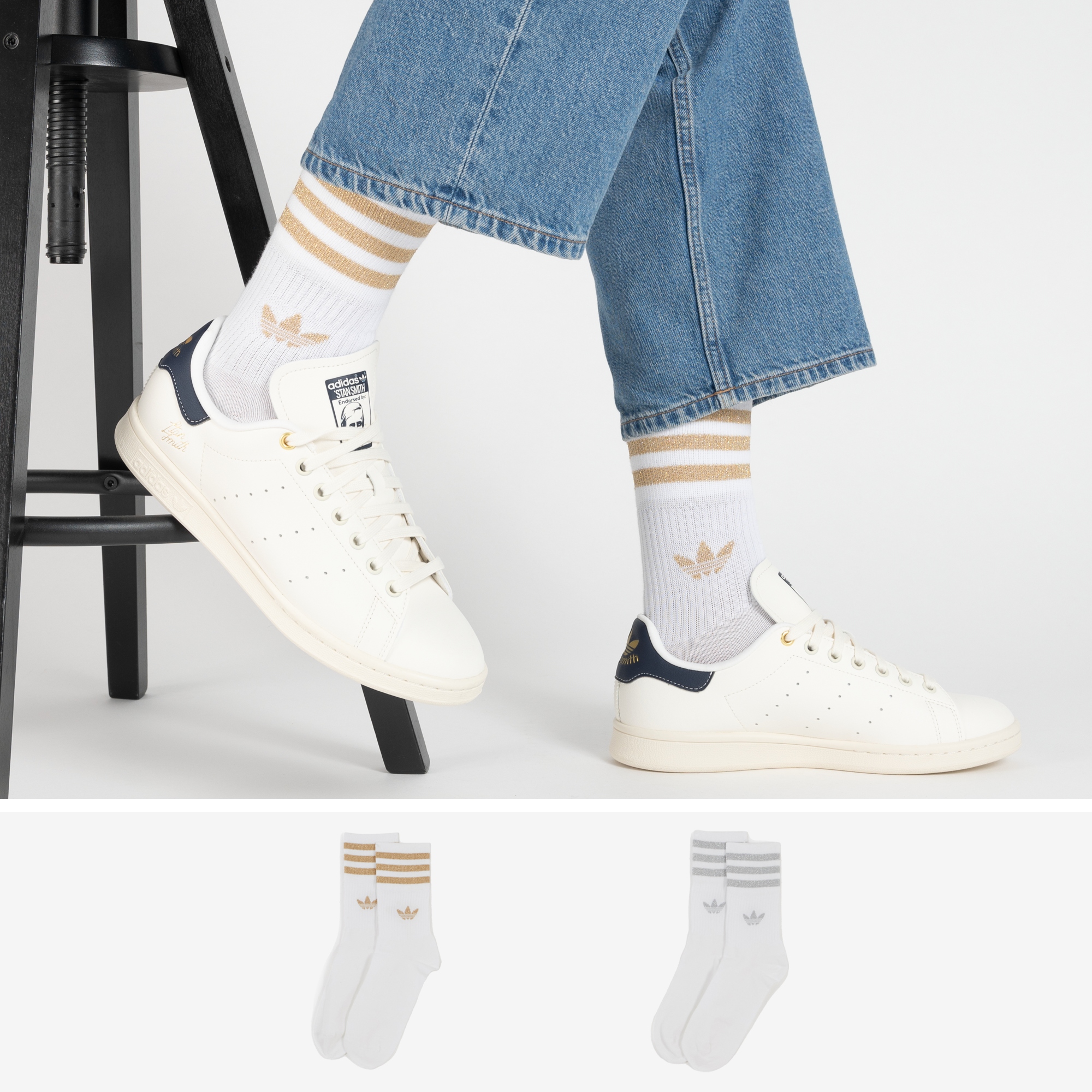 Adidas Originals Chaussettes X2 Mid Cut Glitter Blanc/multi