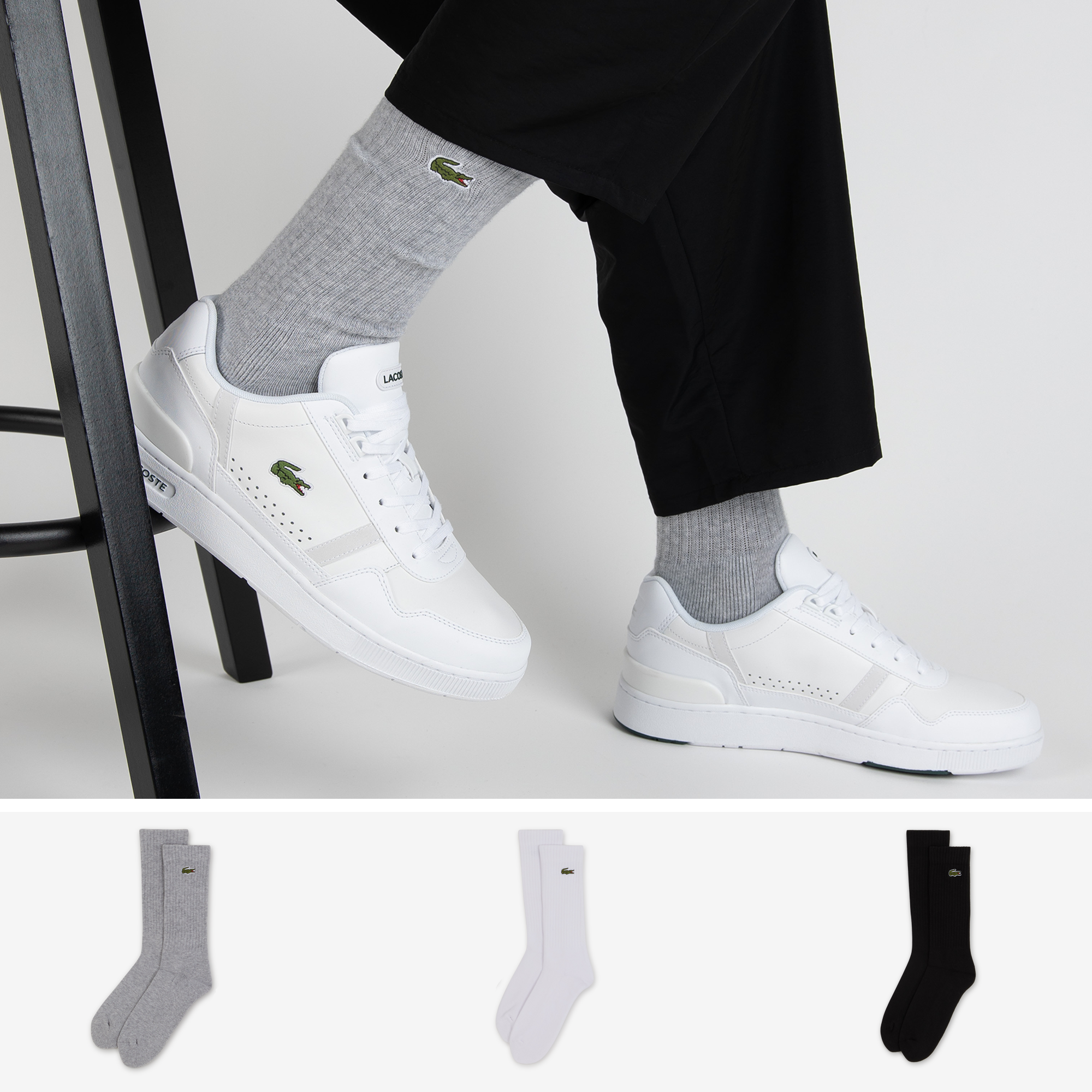 Lacoste Chaussette X3 Crew Classic Logo Gris/blanc/noir