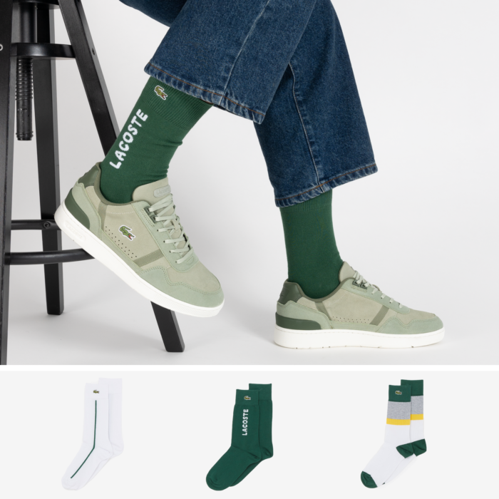 Lacoste Coffret Chaussettes High Logo Lotx3 Blanc/vert