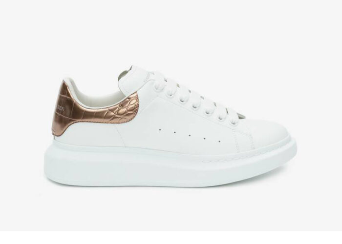 Alexander McQueen Oversized White Rose Gold Croco
