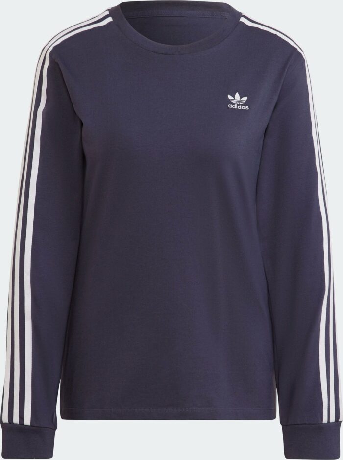 Adidas Originals Tee Shirt 3 Stripes Ls Marine/blanc