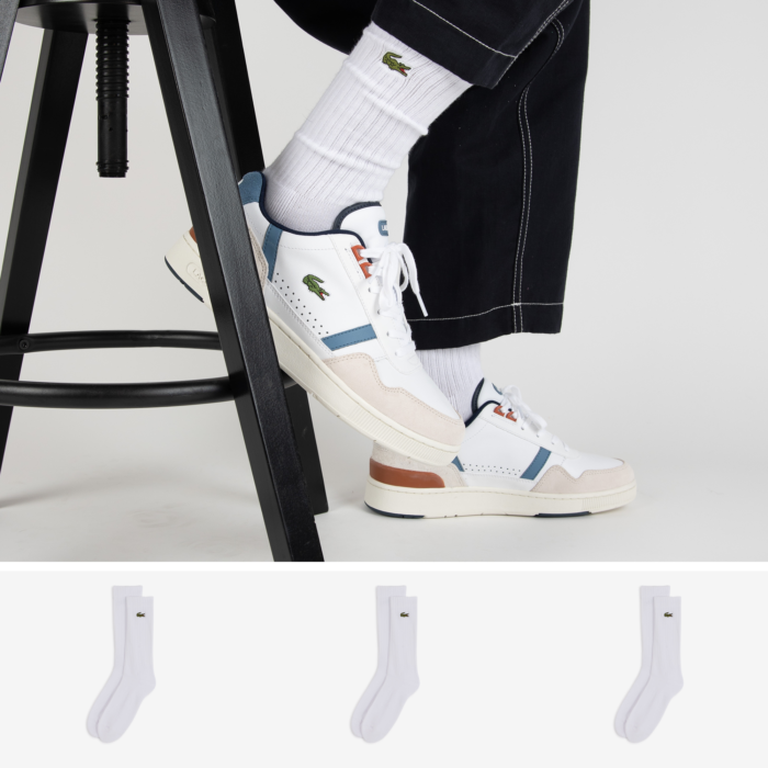 Lacoste Chaussettes X3 Crew Logo Blanc