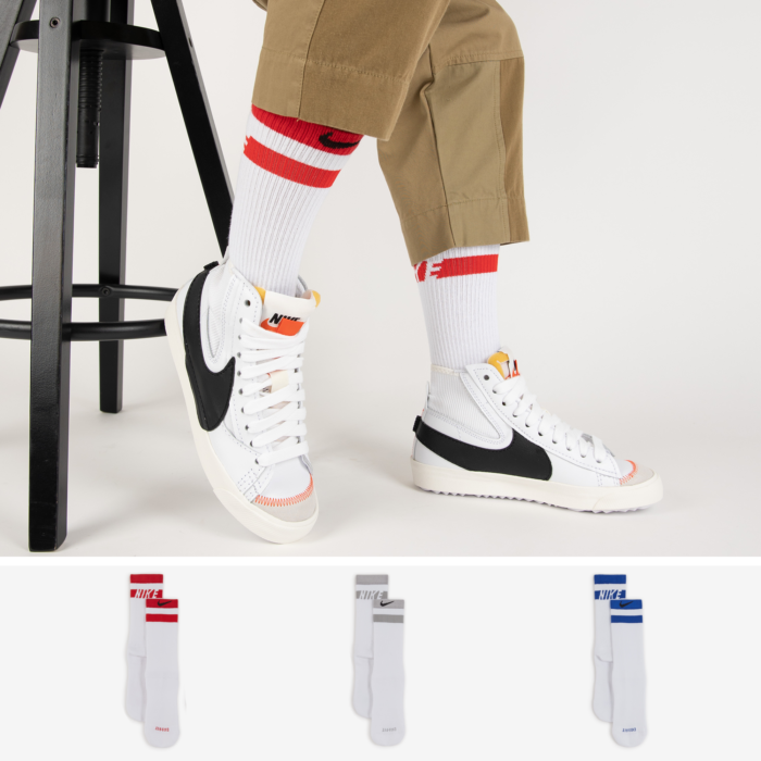 Nike Chaussettes X3 Crew Stripes Blanc/multicolore