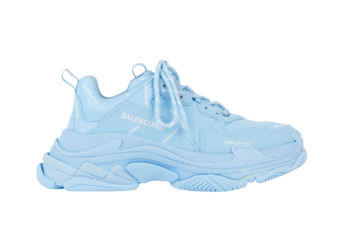 Balenciaga All Over Logo Triple S Blue Grey (W)