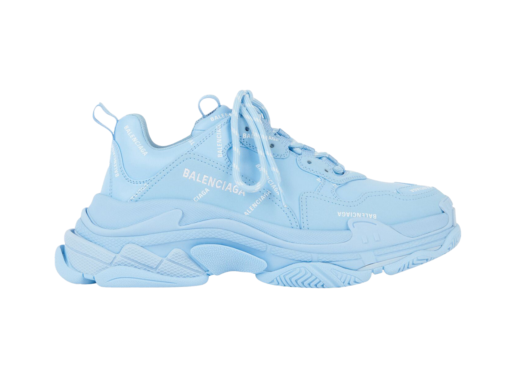 Balenciaga All Over Logo Triple S Blue Grey (W)