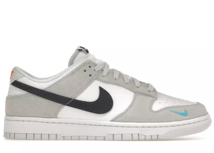 Nike Dunk Low White Grey Navy Aqua Mini Swoosh